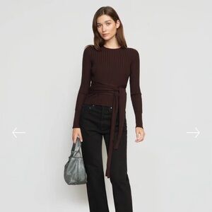 Modern Citizen Deniza Tie-Front Ribbed Sweater.